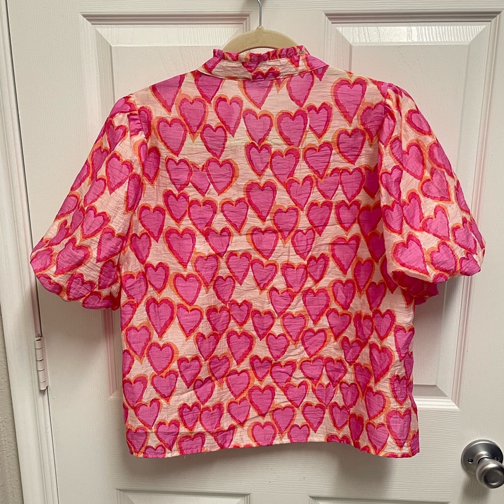 THML Pink Heart Puff Sleeve Blouse - Picture 11 of 11